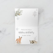 ウィンターオンデーランドの森の動物の誕生日折り紙 サンキューカード (内部)