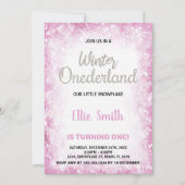 ウィンターオンデーランドの誕生日招待状 ピンククラウド 招待状 (正面)