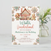 ウィンターオンデーランドジンジャーブレッドクリスマス誕生日 招待状 (スタンド正面)
