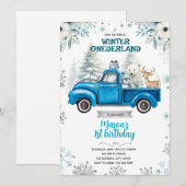 ウィンターオンデーランド青トラック招待状 招待状 (正面/裏面)