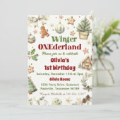 ウィンターオンデーランド1歳誕生日クッキー クリスマス 招待状 (スタンド正面)