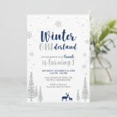 ウィンターオンデーランド1歳誕生日招待状 - 男の子 招待状 (スタンド正面)