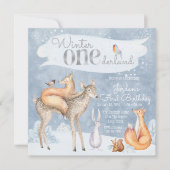 ウィンターオンデーランド ウッドランド ファーストバースデーパーティー 招待状 (正面)