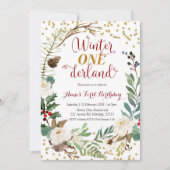 ウィンターオンデーランド クリスマスリース 誕生日 招待状 (正面)
