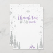 ウィンターオンデーランド - シルバー&パープル ありがとうメモ ノートカード (正面/裏面)