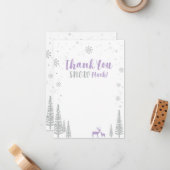 ウィンターオンデーランド - シルバー&パープル サンキューカード ノートカード (正面/裏面インサイチュ)