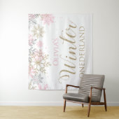 ウィンターオンデーランド ピンクガール ファーストバースデー タペストリー (インサイチュ)