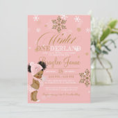 ウィンターオンデーランド ファーストバースデー アフロパフズ ベイビー 招待状 (スタンド正面)