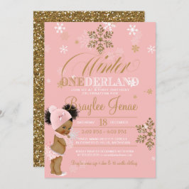 ウィンターオンデーランド ファーストバースデー アフロパフズ ベイビー 招待状