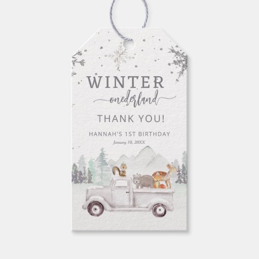 ウィンターオンデーランド ファーストバースデー サンクスギフト ギフトタグ (正面)