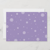 ウィンターオンデーランド、女の子 パープル 1歳の写真 誕生日 招待状 (裏面)