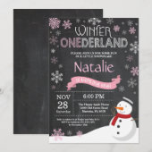 ウィンターオンデーランド 1歳の誕生日招待状 招待状 (正面/裏面)