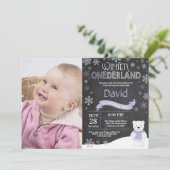 ウィンターオンデーランド 1歳の誕生日招待状 招待状 (スタンド正面)