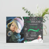 ウィンターオンデーランド 1歳の誕生日招待状 招待状 (スタンド正面)