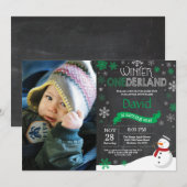 ウィンターオンデーランド 1歳の誕生日招待状 招待状 (正面/裏面)