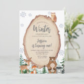 ウィンターオンデーランド 1歳の誕生日 動物の森 招待状 (スタンド正面)