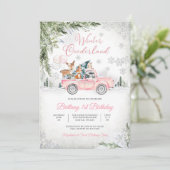 ウィンターオンデーランド 1歳誕生日招待状 招待状 (スタンド正面)