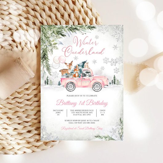 ウィンターオンデーランド 1歳誕生日招待状 招待状