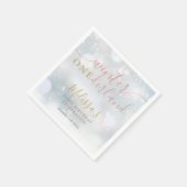 ウィンターオンデーランド 1歳誕生日 ピンクとゴールド スタンダードカクテルナプキン (角)