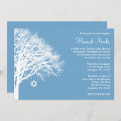 ウィンターオークツリーブルーホワイトバルミツワー招待状 招待状 (正面/裏面)