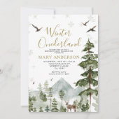 ウィンターオーダーランド誕生日パーティーWoodland Forest 招待状 (正面)