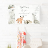 ウィンターオーネダーランドウッドランドアニマル誕生日ラージ 横断幕 (インサイチュ)