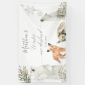 ウィンターオーネダーランドウッドランドアニマル誕生日ラージ 横断幕 (縦)