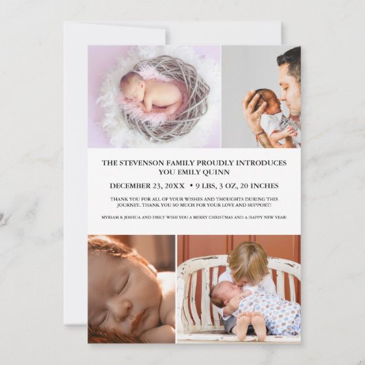 ウィンターオーバージョイドホリデーフォト誕生 案内状 (裏面)