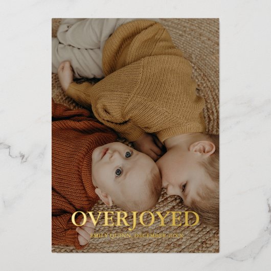 ウィンターオーバージョイドホリデーフォト誕生 箔シーズンカード (正面)