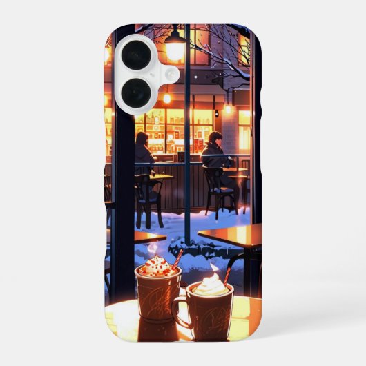 ウィンターカフェの雰囲気 iPhone 16ケース (裏面)