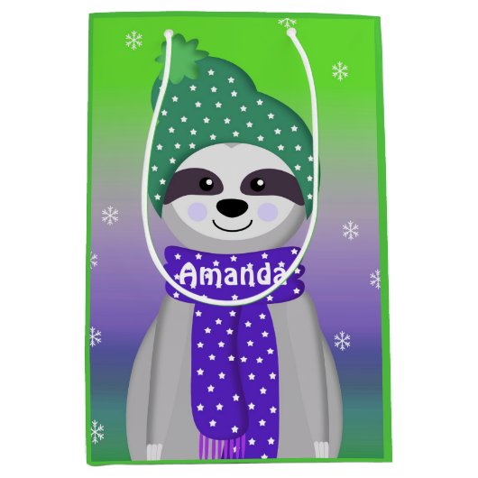 ウィンターカラフルスロースデザイン中抱き枕 ミディアムペーパーバッグ (正面)