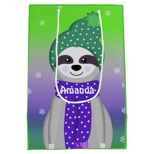 ウィンターカラフルスロースデザイン中抱き枕 ミディアムペーパーバッグ (裏面)