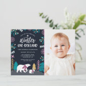 ウィンターカラフルワンダーランド誕生日 | フォト 招待状 (スタンド正面)
