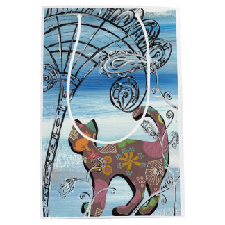 ウィンターガーデン猫 ミディアムペーパーバッグ