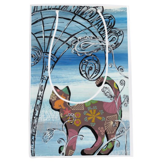 ウィンターガーデン猫 ミディアムペーパーバッグ (正面)