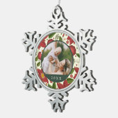 ウィンターガーデン |写真カスタム&年 スノーフレークピューターオーナメント (右)