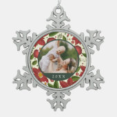 ウィンターガーデン |写真カスタム&年 スノーフレークピューターオーナメント (正面)