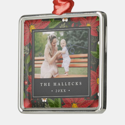 ウィンターガーデン |写真パーソナライズされた メタルオーナメント (左)