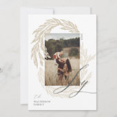 ウィンターガーランドリースジョイスクリプトフォト&モノグラム シーズンカード (正面)