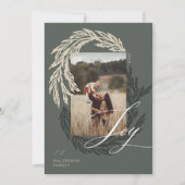 ウィンターガーランドリースジョイスクリプトフォト&モノグラム シーズンカード (正面)