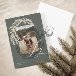 ウィンターガーランドリースジョイスクリプトフォト&モノグラム シーズンカード