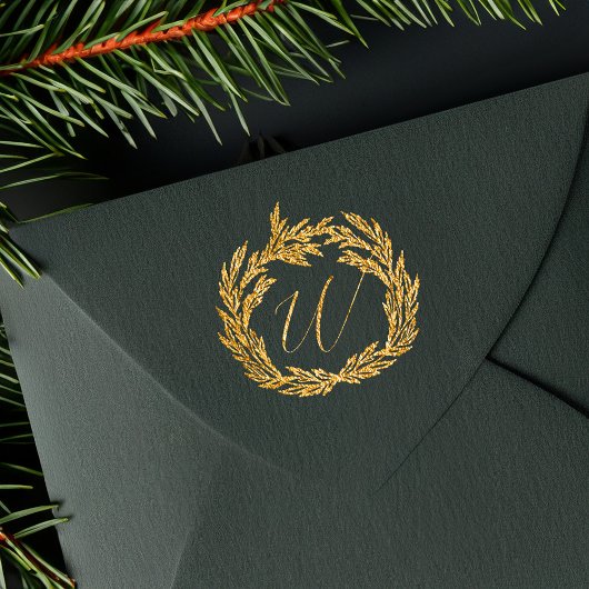 ウィンターガーランドリース書道モノグラムクレスト ラバースタンプ