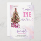 ウィンターガールオネダーランド誕生日招待状 招待状 (正面/裏面)