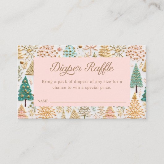 ウィンターガールベビーシャワーおむつラッフルチケット エンクロージャーカード (正面)