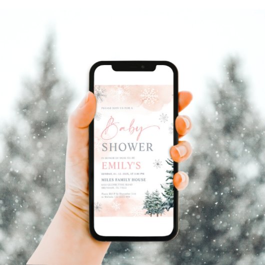 ウィンターガールベビーシャワー招待状 招待状