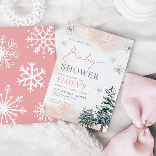 ウィンターガールベビーシャワー招待状 招待状