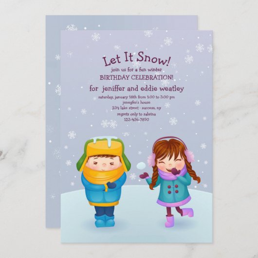 ウィンターキッズ招待状 招待状 (正面/裏面)