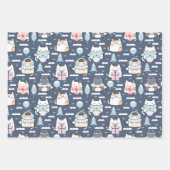 ウィンターキャッツおもしろいパステルホリデークリスマス ラッピングペーパーシート (正面)