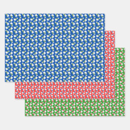 ウィンターキャッツ ギフト包装用紙 フラットシート3枚セット ラッピングペーパーシート