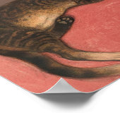 ウィンターキャットオンクッションヴィンテージキャットポートレート ポスター (角)